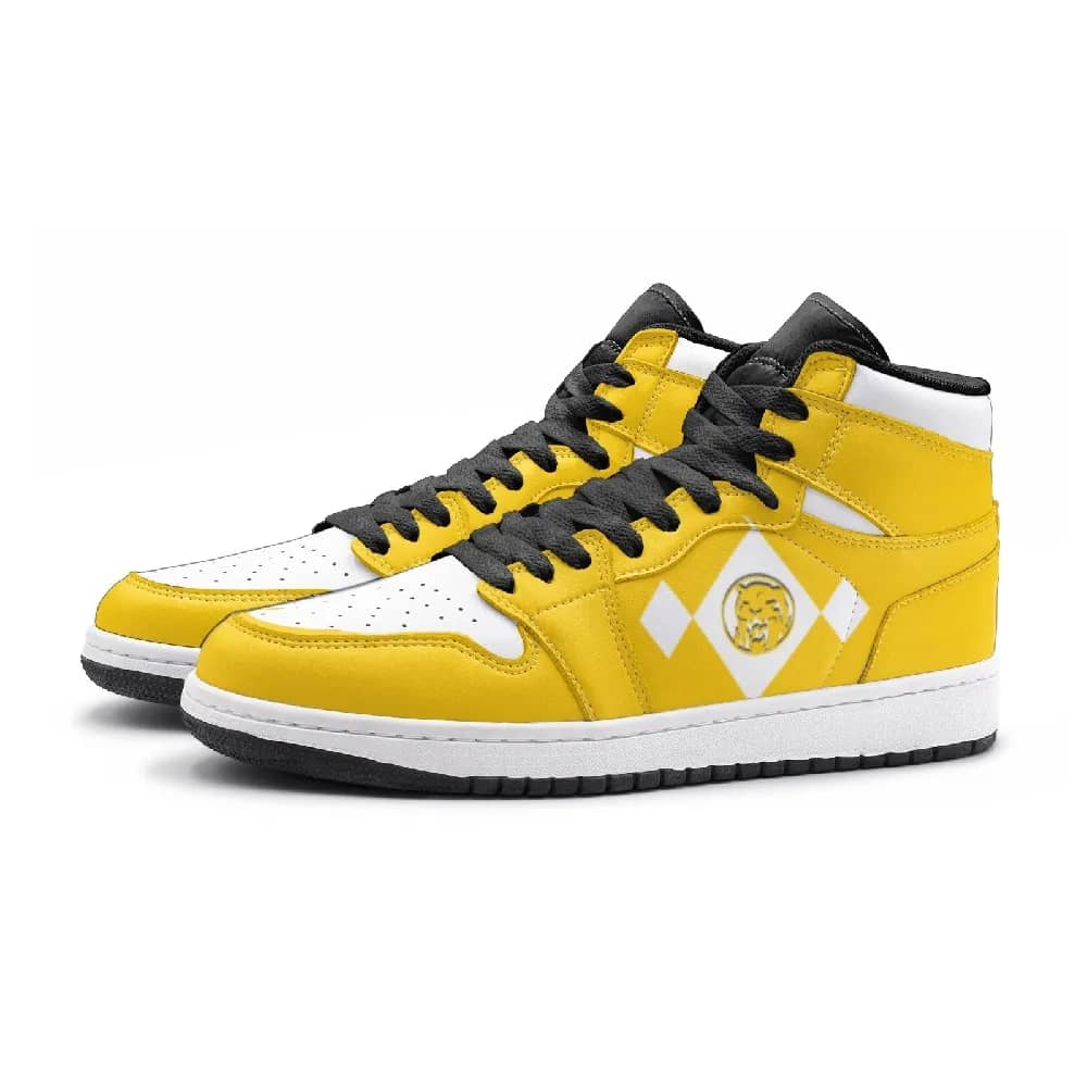 Inktee Store - Power Rangers Yellow Custom Air Jordans Shoes Image