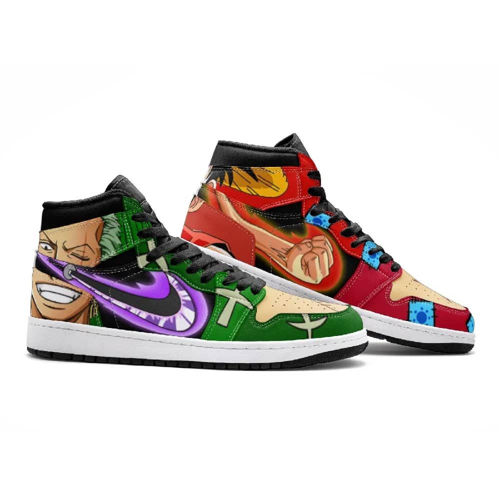 Inktee Store - Zoro And Luffy One Piece Custom Air Jordans Shoes Image