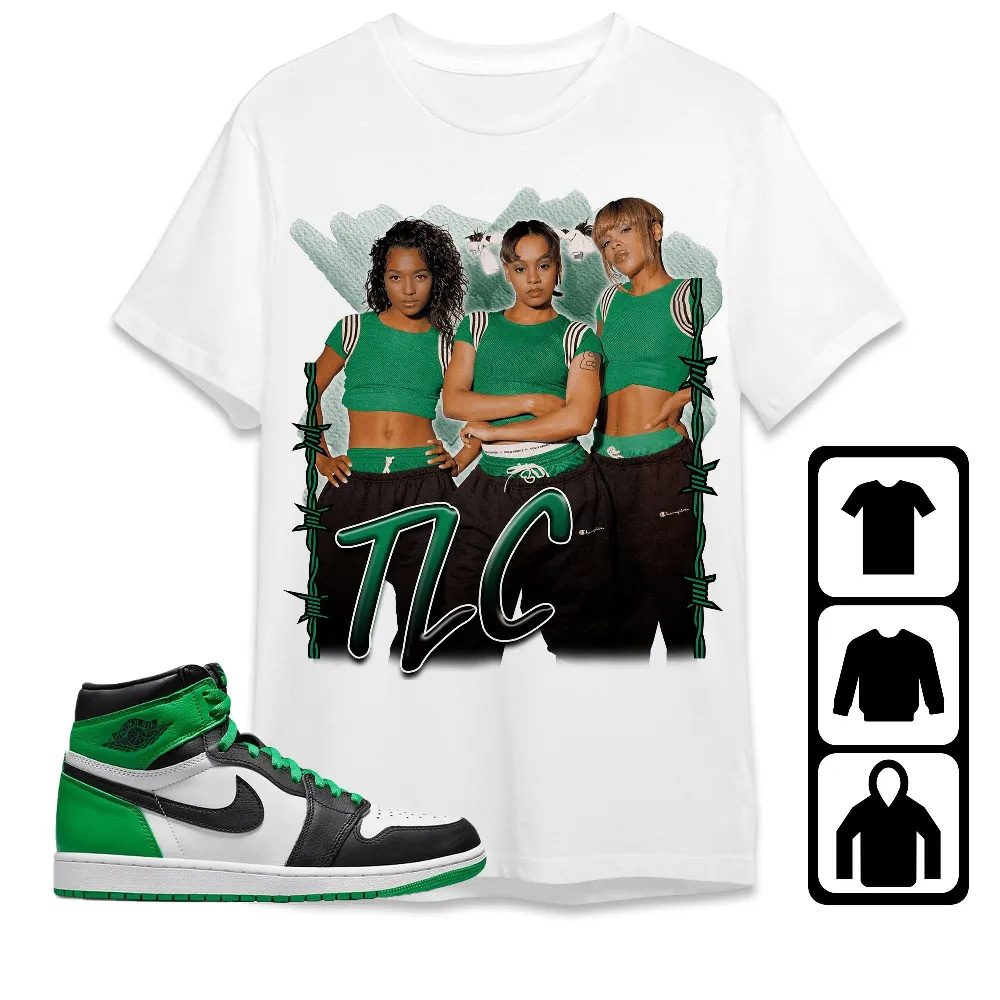Inktee Store - Jordan 1 Celtic Lucky Green Unisex T-Shirt - Tlc Band - Sneaker Match Tees Image
