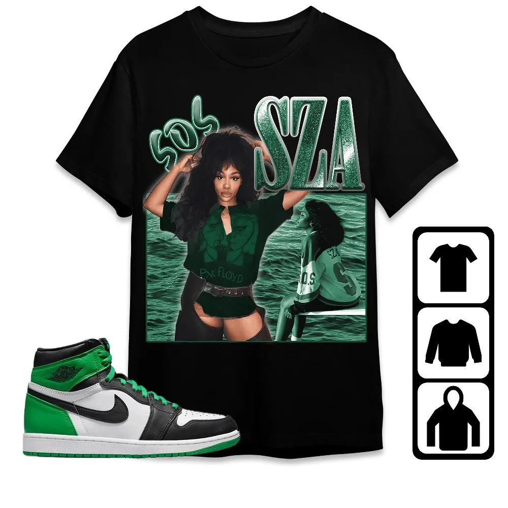 Inktee Store - Jordan 1 Celtic Lucky Green Unisex T-Shirt - 90S Sza - Sneaker Match Tees Image