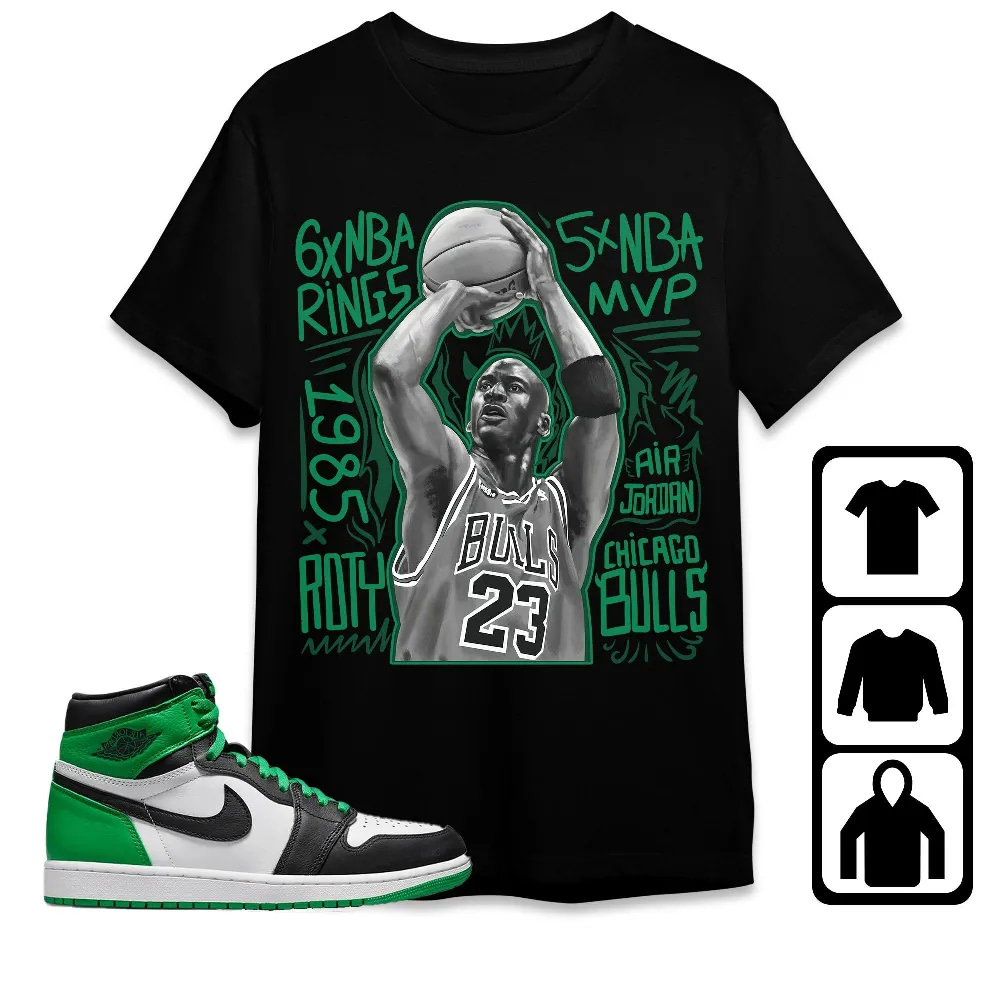 Inktee Store - Jordan 1 Celtic Lucky Green Unisex T-Shirt - Mj 23 - Sneaker Match Tees Image