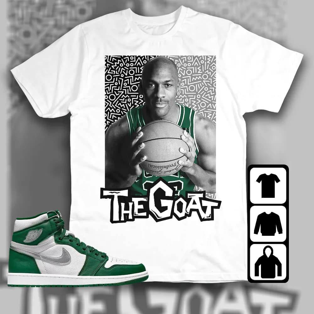 Jordan 1 High Og Gorge Green Unisex T-shirt - The Goat Doodle - Sneaker Match Tees