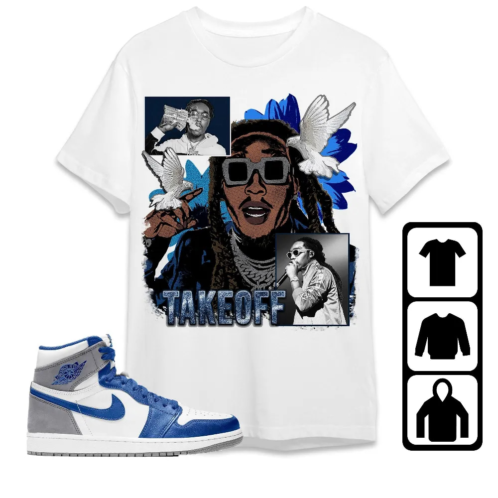 Jordan 1 High Og True Blue Unisex T-shirt - Takeoff Homage - Sneaker Match Tees