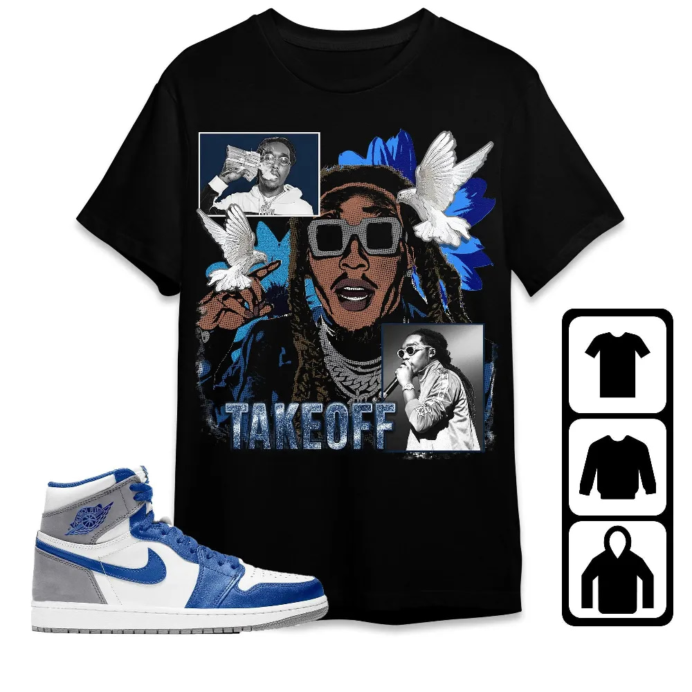 Inktee Store - Jordan 1 High Og True Blue Unisex T-Shirt - Takeoff Homage - Sneaker Match Tees Image
