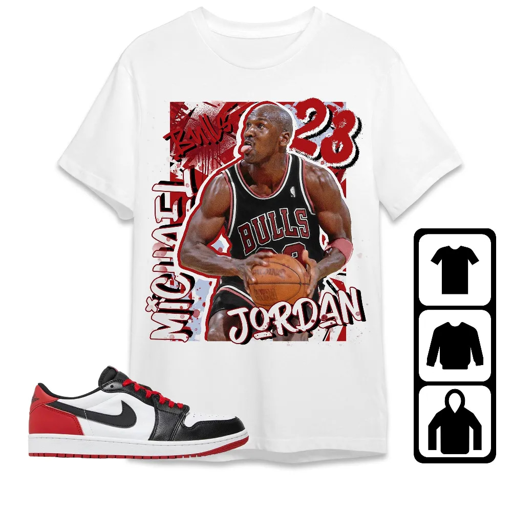 Inktee Store - Jordan 1 Low Og Black Toe Unisex T-Shirt - Mj Graphic - Sneaker Match Tees Image
