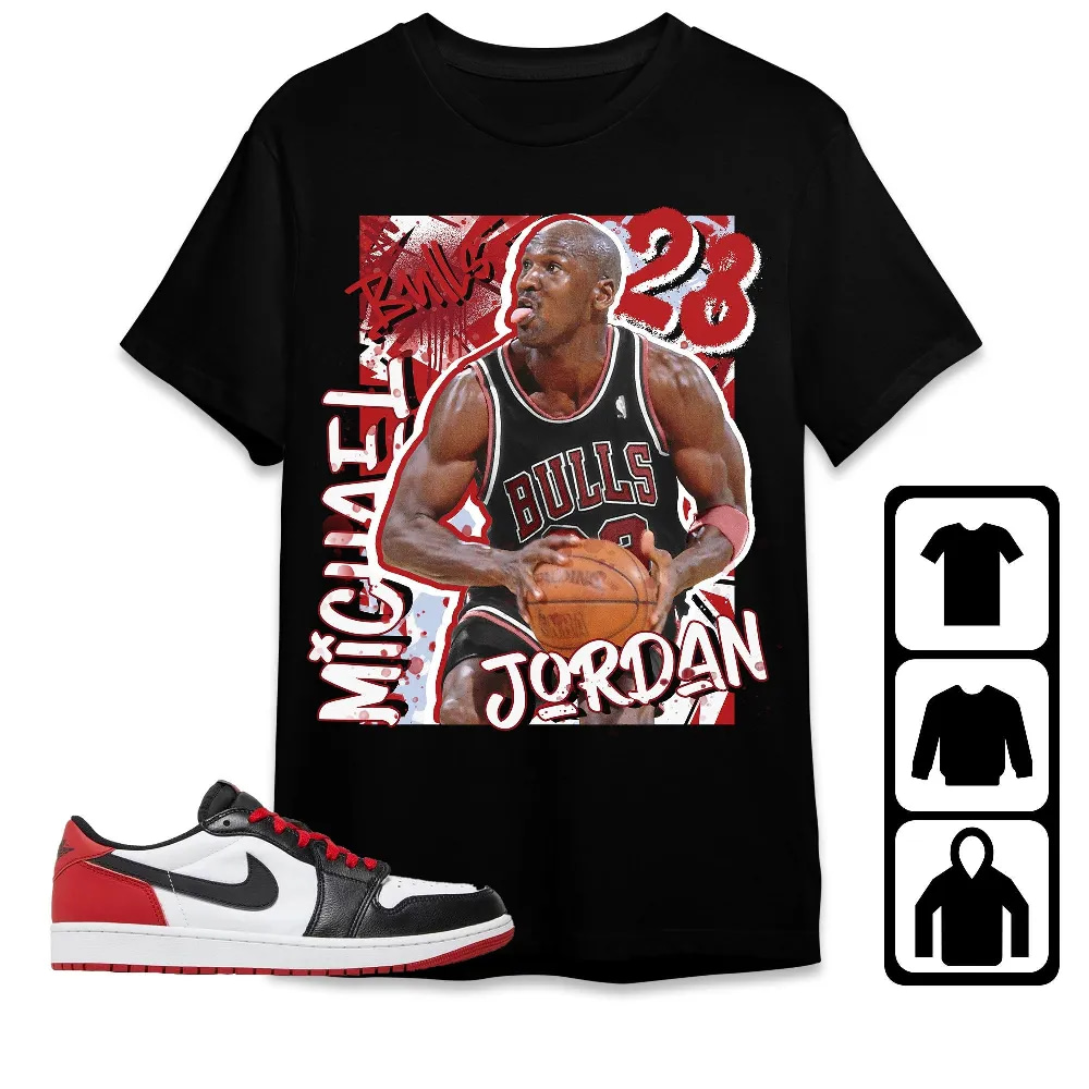 Inktee Store - Jordan 1 Low Og Black Toe Unisex T-Shirt - Mj Graphic - Sneaker Match Tees Image