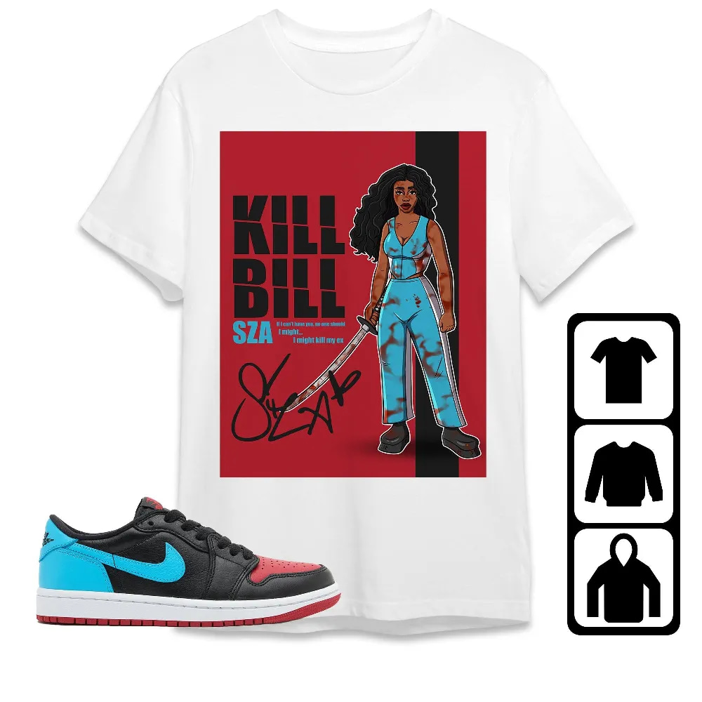 Inktee Store - Jordan 1 Low University Blue To Chi Unisex T-Shirt - Sza Kill Bill - Sneaker Match Tees Image