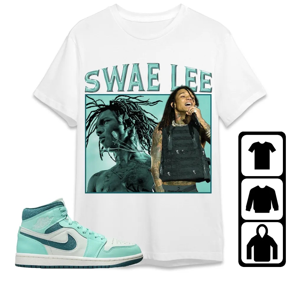 Inktee Store - Jordan 1 Mid Bleached Turquoise Unisex T-Shirt - Swae Lee - Sneaker Match Tees Image