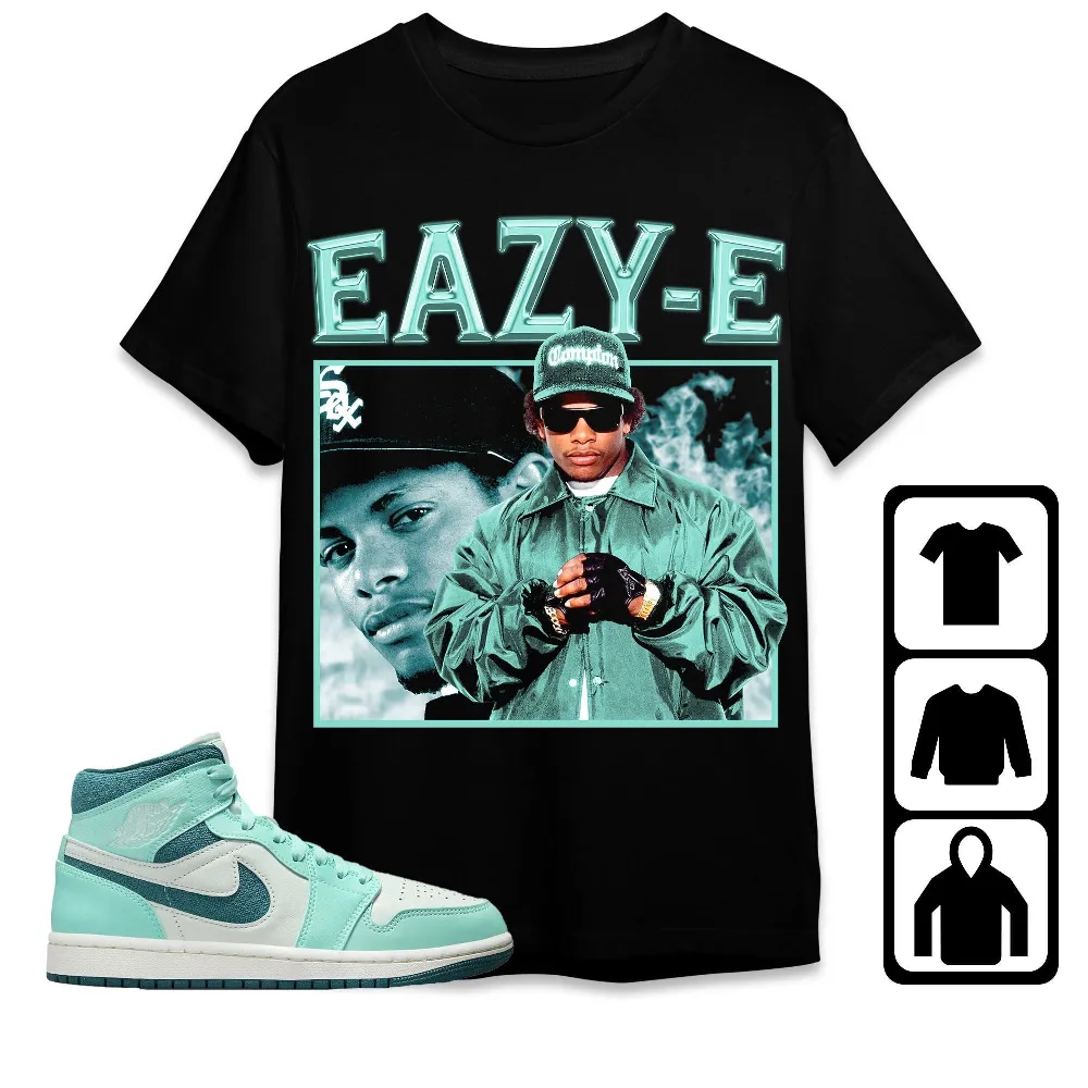 Inktee Store - Jordan 1 Mid Bleached Turquoise Unisex T-Shirt - Eazy E - Sneaker Match Tees Image