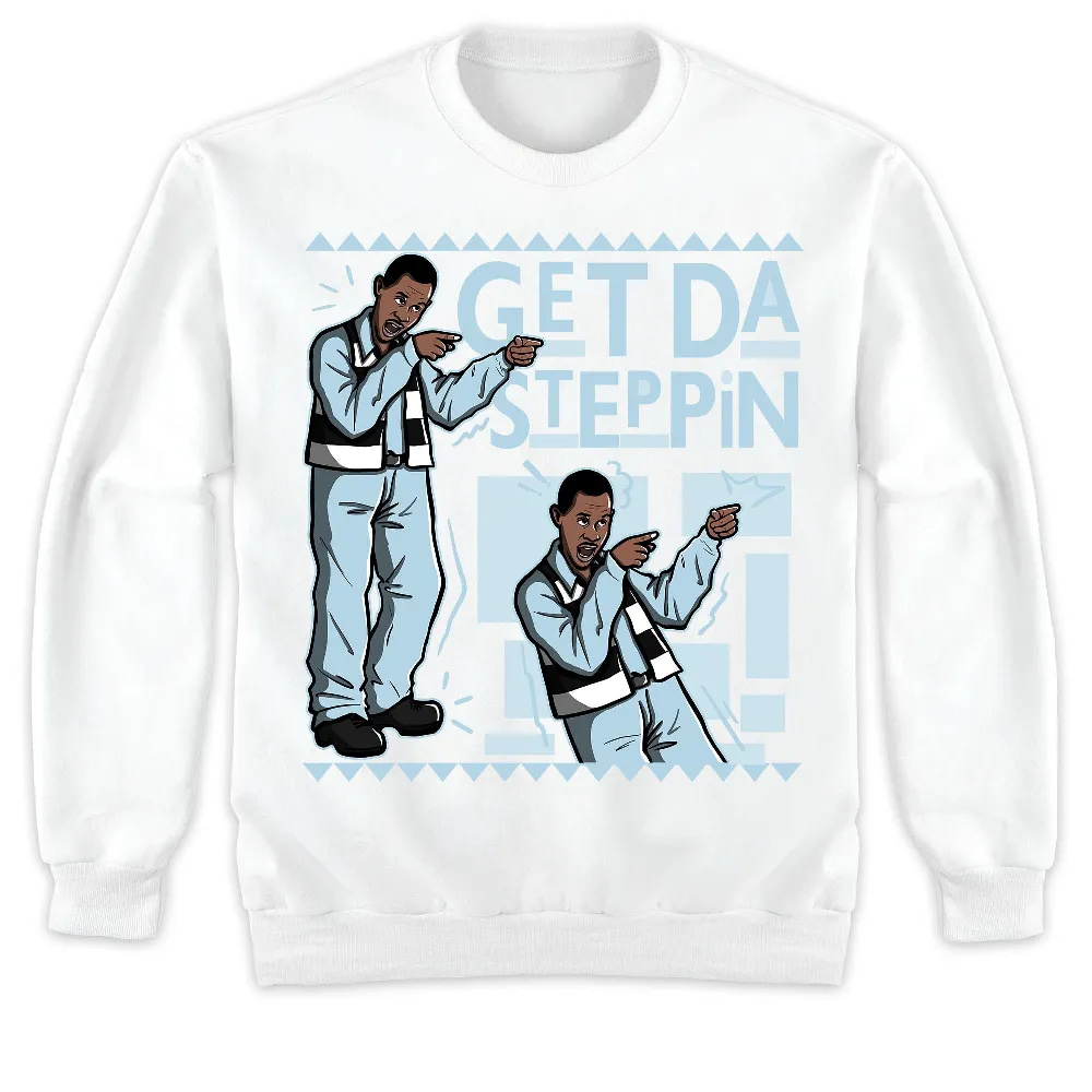 Inktee Store - Jordan 1 Mid Ice Blue Unisex T-Shirt - Get Da Steppin Martin - Sneaker Match Tees Image