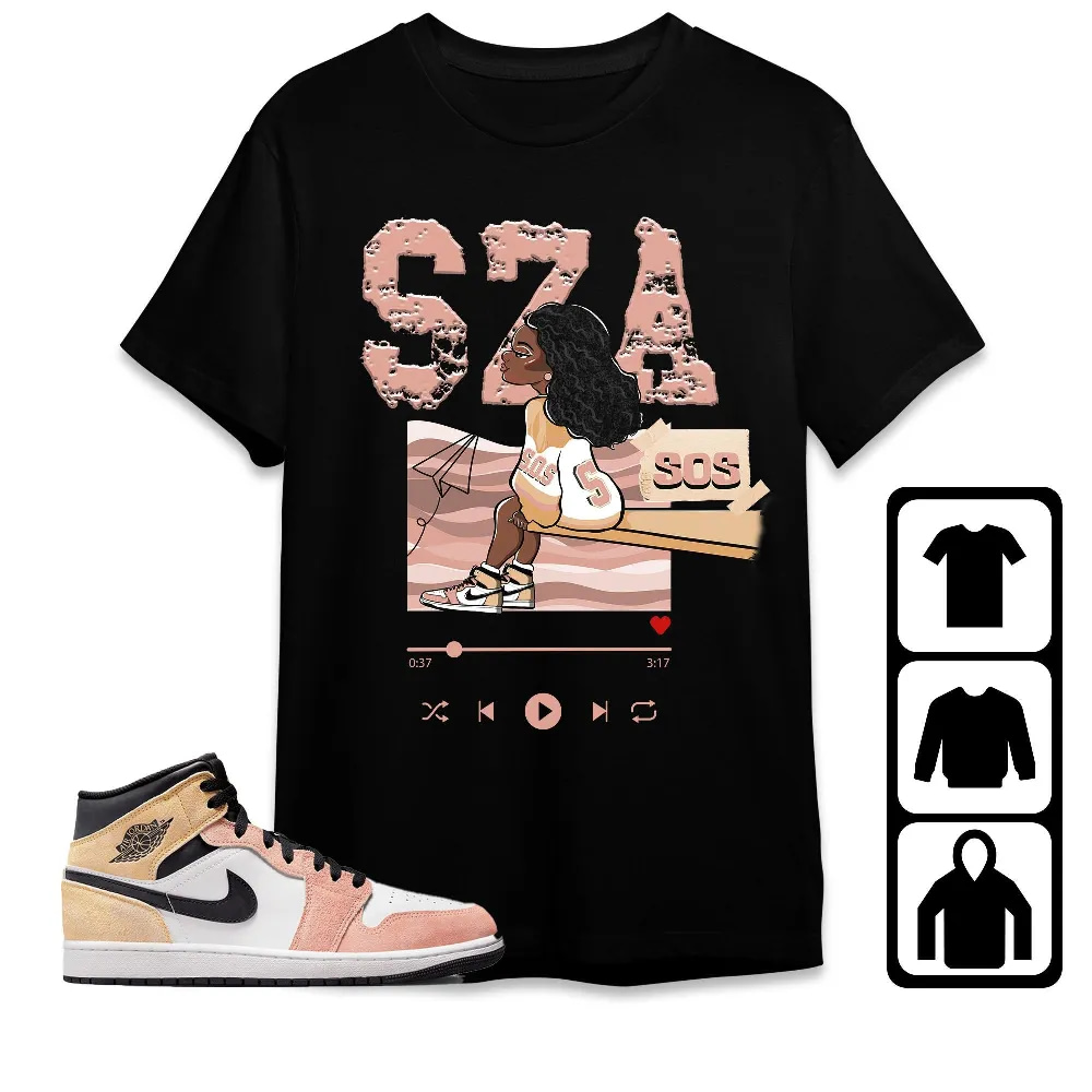 Inktee Store - Jordan 1 Mid Magic Ember Unisex T-Shirt - Sza Sos - Sneaker Match Tees Image
