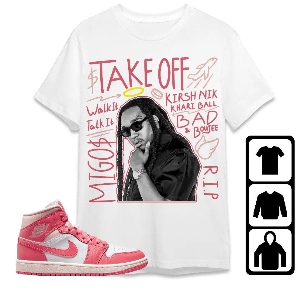Inktee Store - Jordan 1 Mid Strawberries And Cream Unisex T-Shirt - New Take Off - Sneaker Match Tees Image