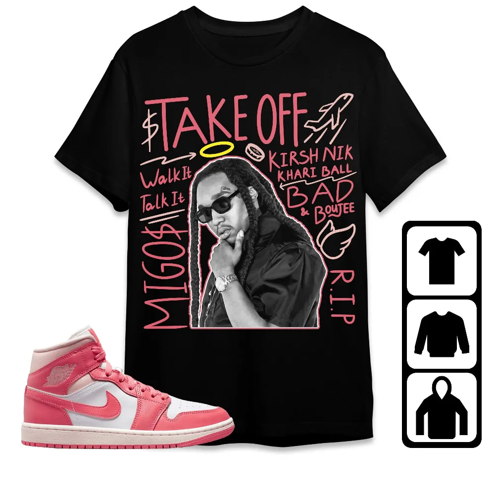Inktee Store - Jordan 1 Mid Strawberries And Cream Unisex T-Shirt - New Take Off - Sneaker Match Tees Image