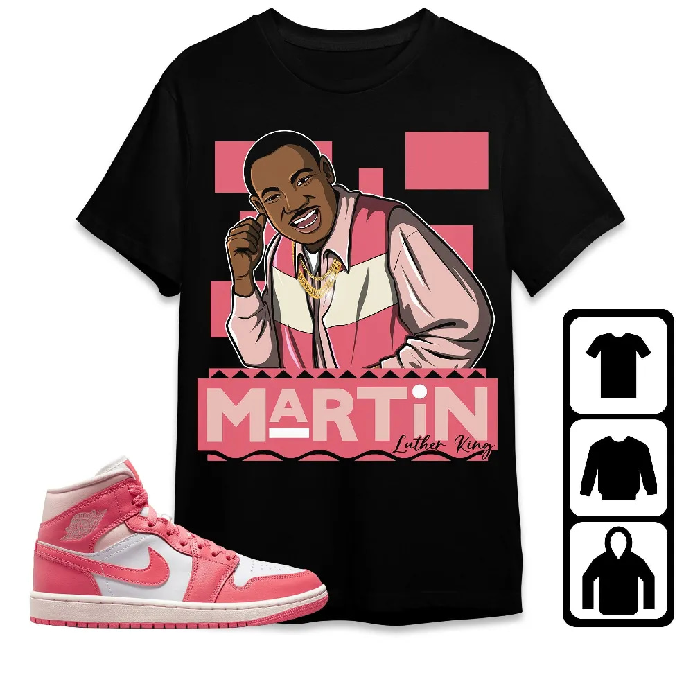 Inktee Store - Jordan 1 Mid Strawberries And Cream Unisex T-Shirt - Martin Luther King - Sneaker Match Tees Image
