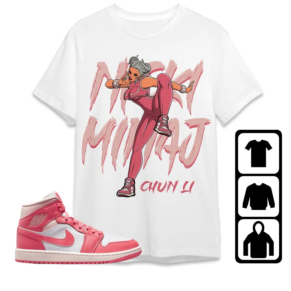 Inktee Store - Jordan 1 Mid Strawberries And Cream Unisex T-Shirt - Nicki Fighter - Sneaker Match Tees Image