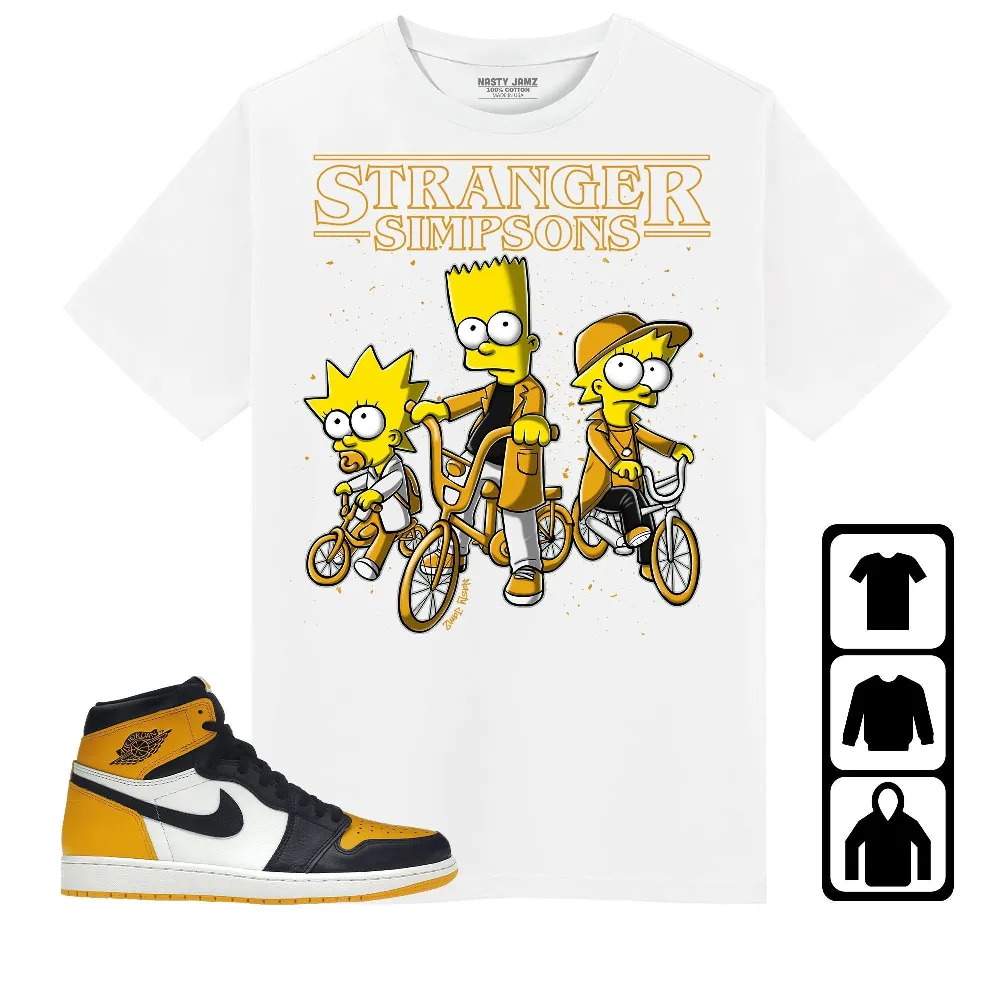 Inktee Store - Jordan 1 Retro High Og Yellow Toe Unisex T-Shirt - Stranger Simpsons - Sneaker Match Tees Image