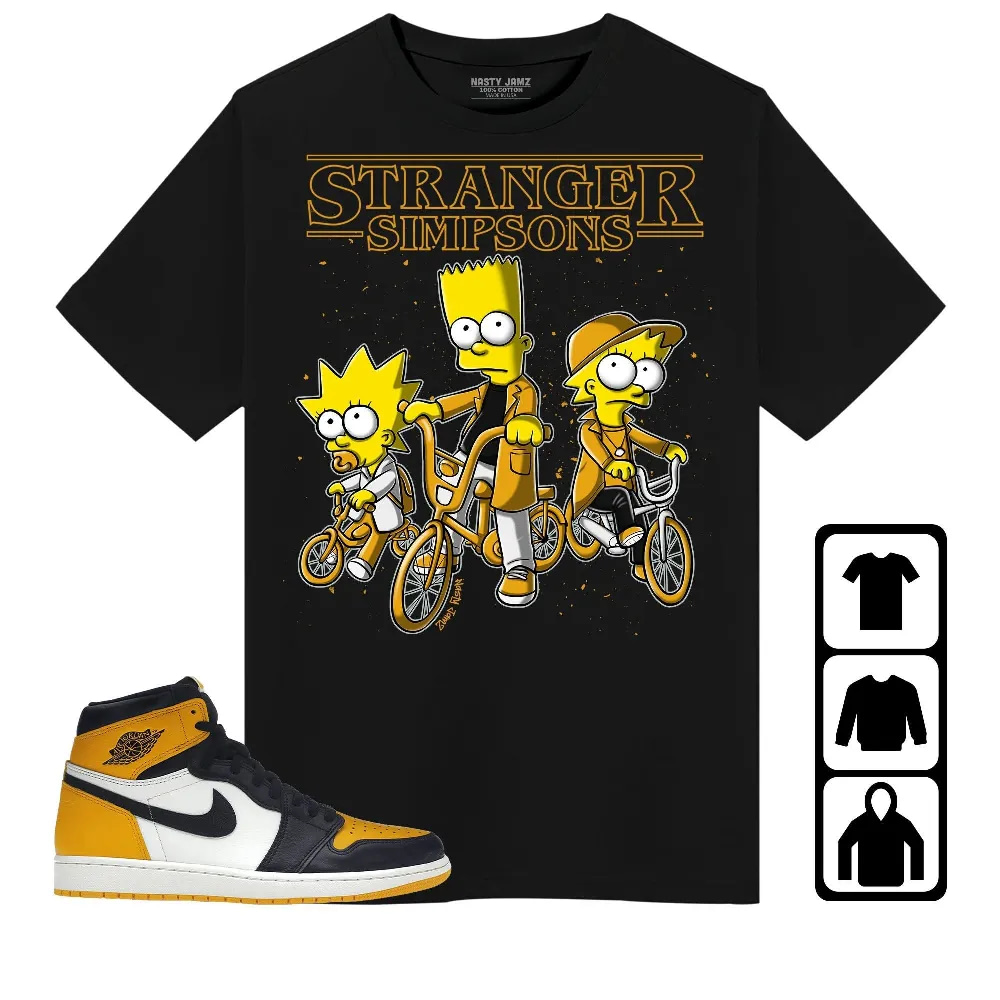 Inktee Store - Jordan 1 Retro High Og Yellow Toe Unisex T-Shirt - Stranger Simpsons - Sneaker Match Tees Image