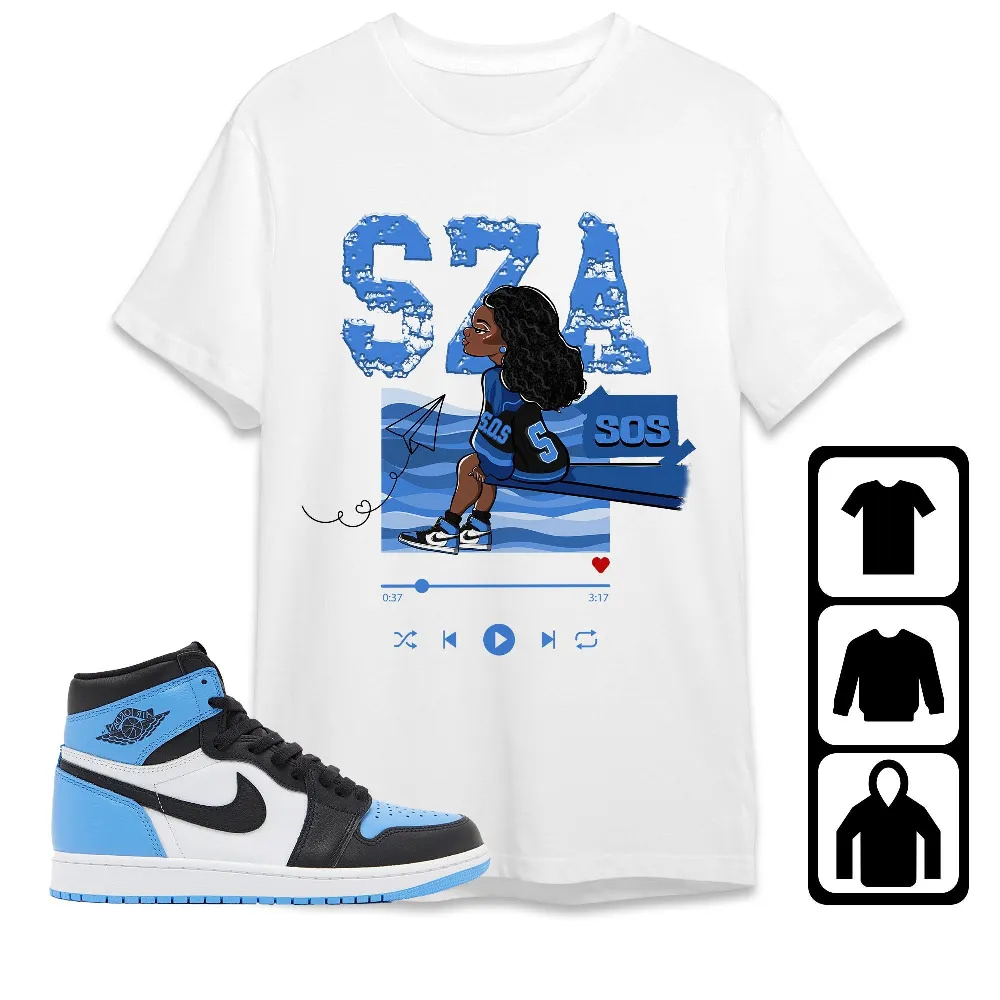 Inktee Store - Jordan 1 University Blue Toe Unisex T-Shirt - Sza Sos - Sneaker Match Tees Image