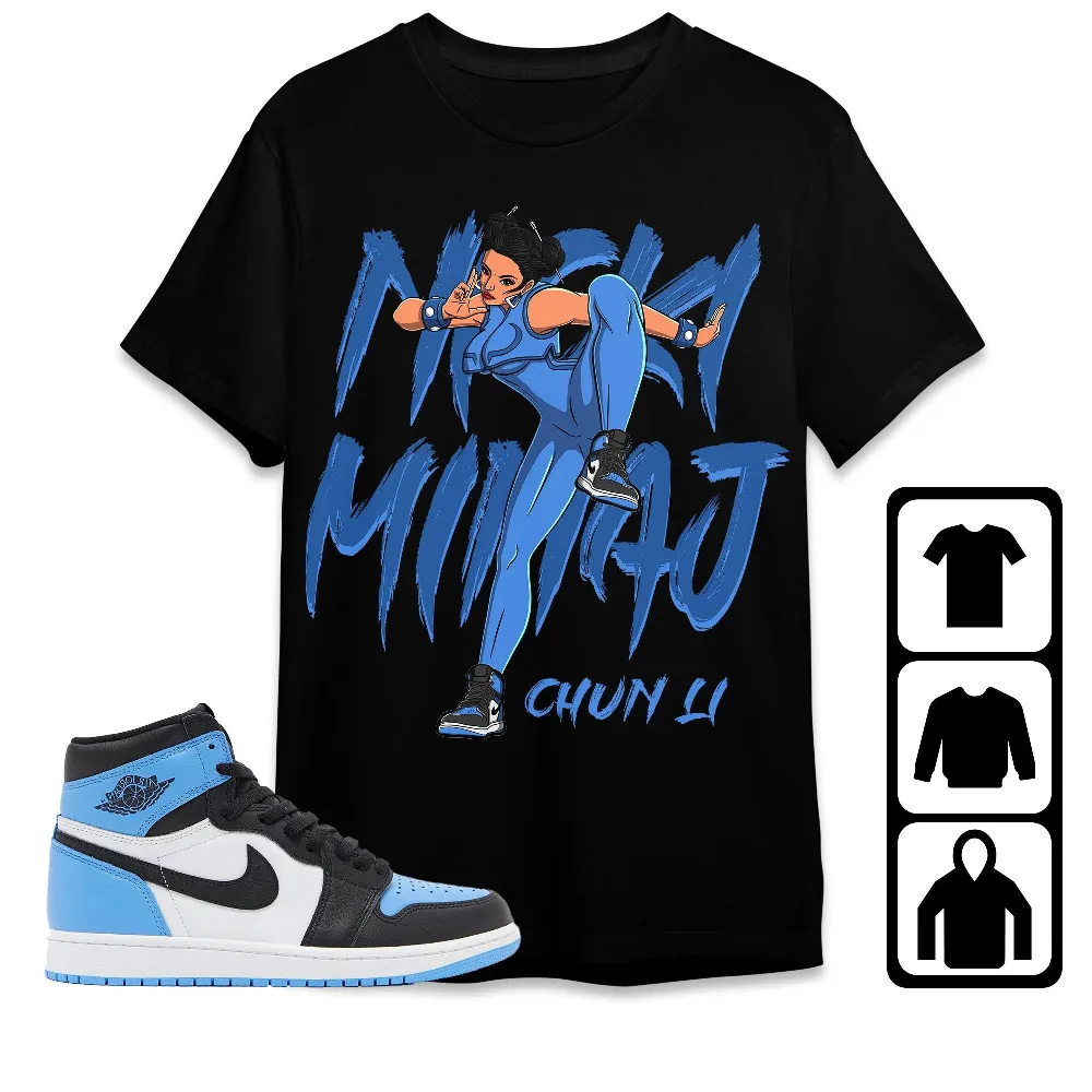 Inktee Store - Jordan 1 University Blue Toe Unisex T-Shirt - Nicki Fighter - Sneaker Match Tees Image