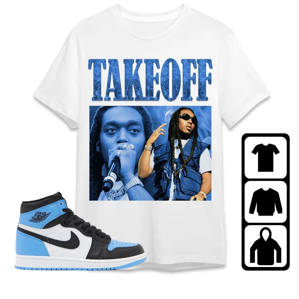 Inktee Store - Jordan 1 University Blue Toe Unisex T-Shirt - Takeoff Portrait - Sneaker Match Tees Image