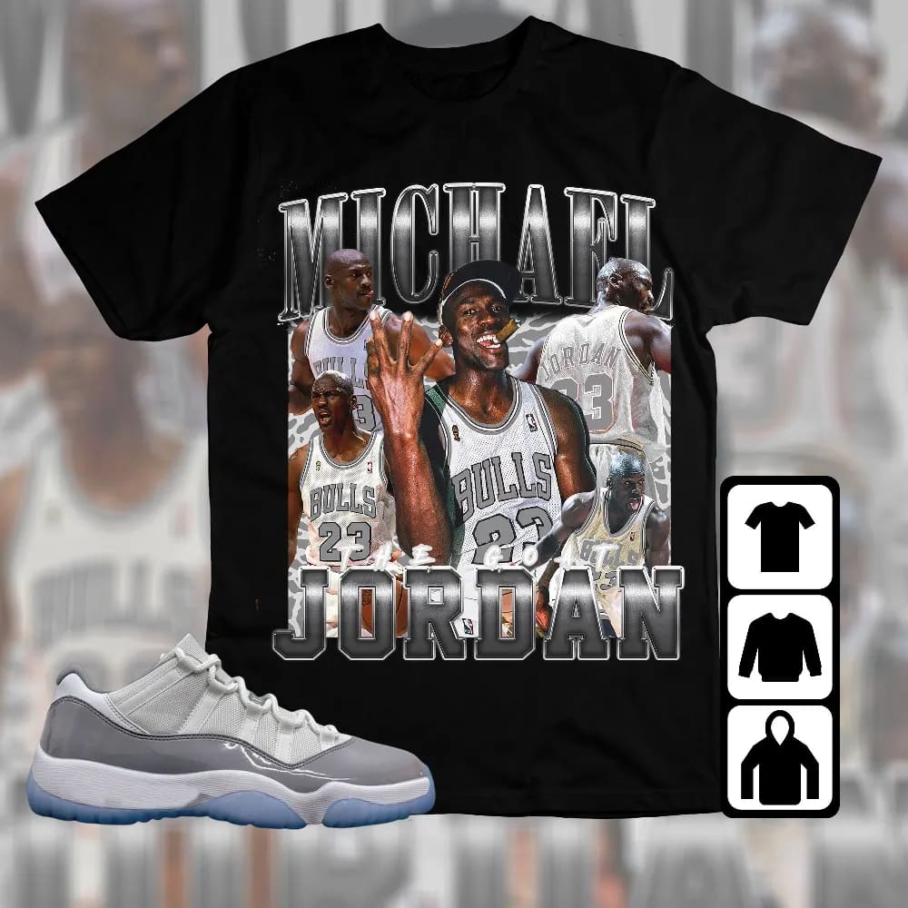 Inktee Store - Jordan 11 Low Cement Grey Unisex T-Shirt - The Goat Mj - Sneaker Match Tees Image