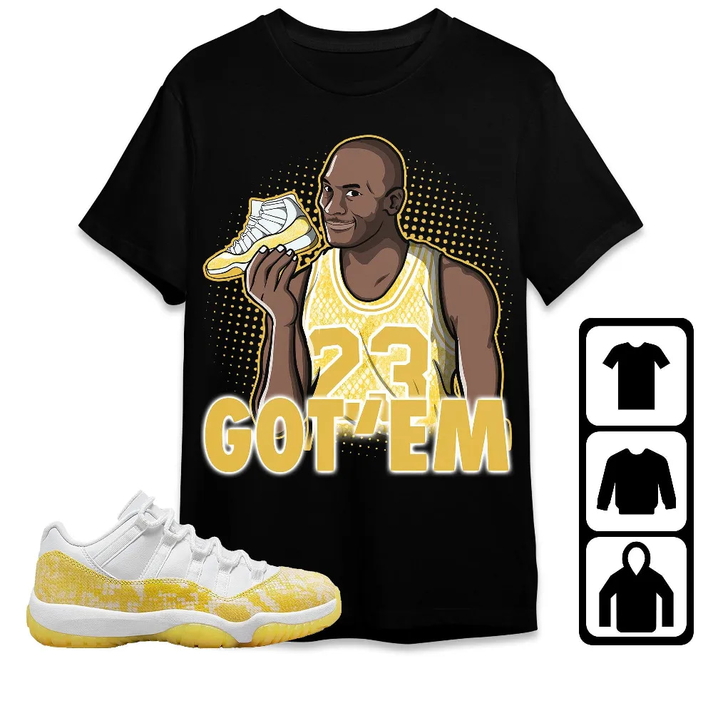 Inktee Store - Jordan 11 Low Yellow Snakeskin Unisex T-Shirt - Got Em Mj - Sneaker Match Tees Image