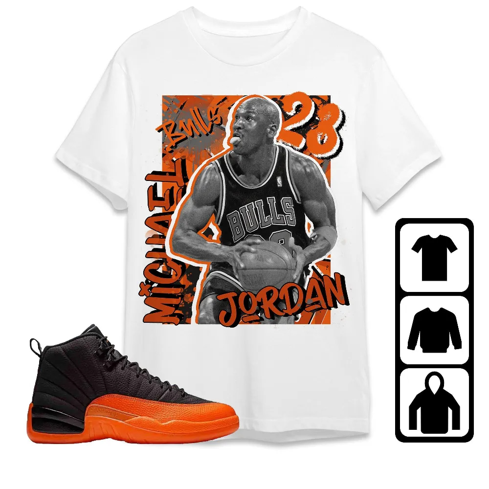 Inktee Store - Jordan 12 Brilliant Orange Unisex T-Shirt - Mj Graphic - Sneaker Match Tees Image