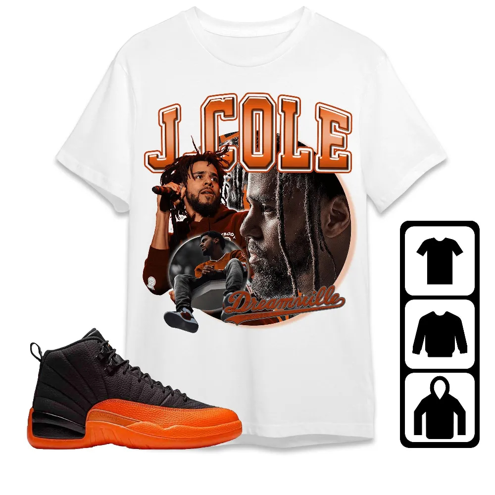 Inktee Store - Jordan 12 Brilliant Orange Unisex T-Shirt - Cole Rapper - Sneaker Match Tees Image