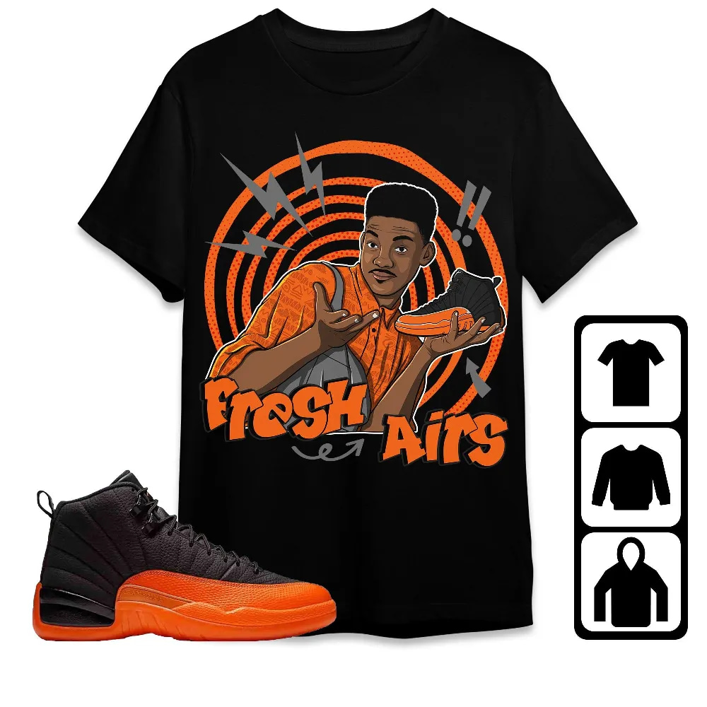 Inktee Store - Jordan 12 Brilliant Orange Unisex T-Shirt - Fresh Prince Sneaker - Sneaker Match Tees Image