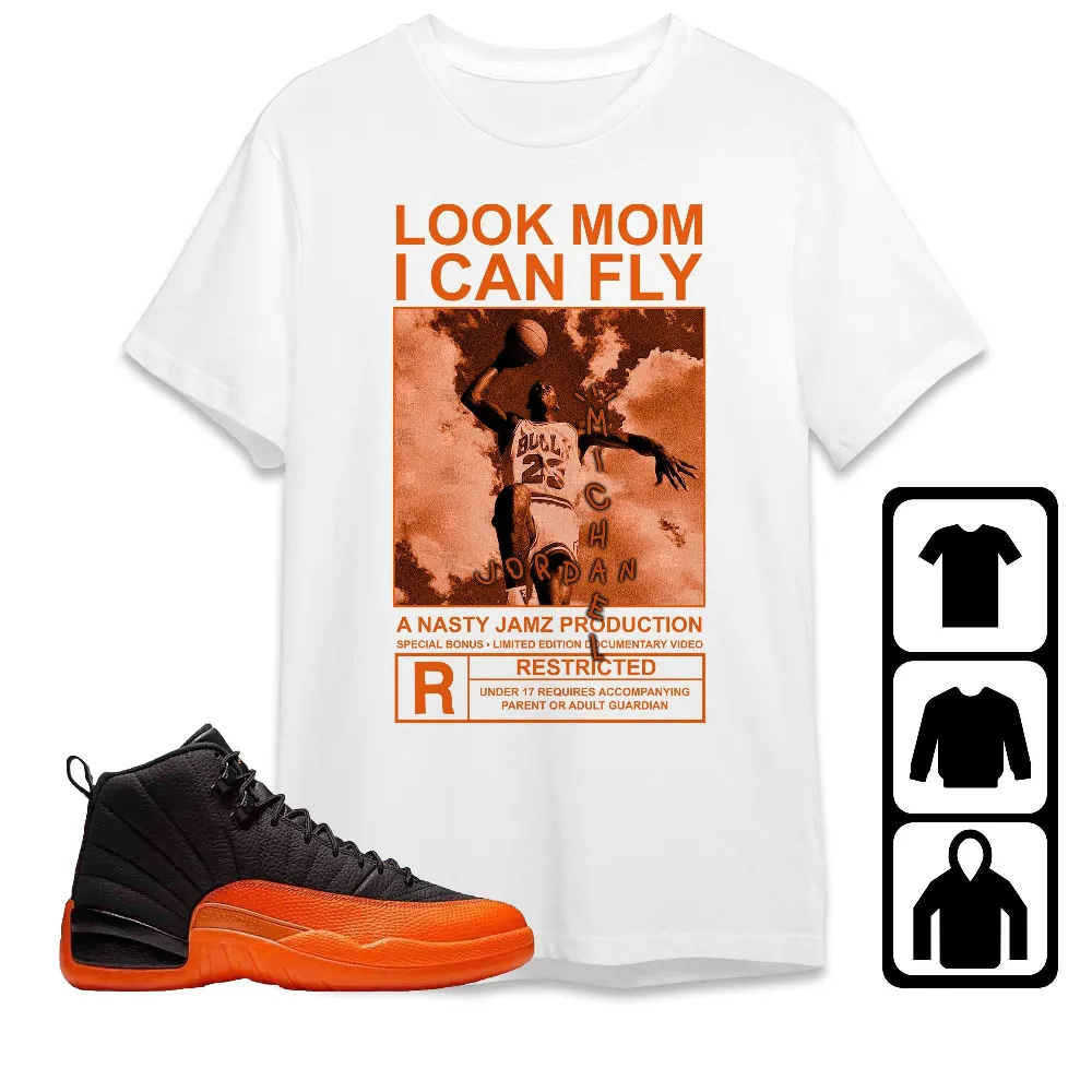 Inktee Store - Jordan 12 Brilliant Orange Unisex T-Shirt - Mj Can Fly - Sneaker Match Tees Image