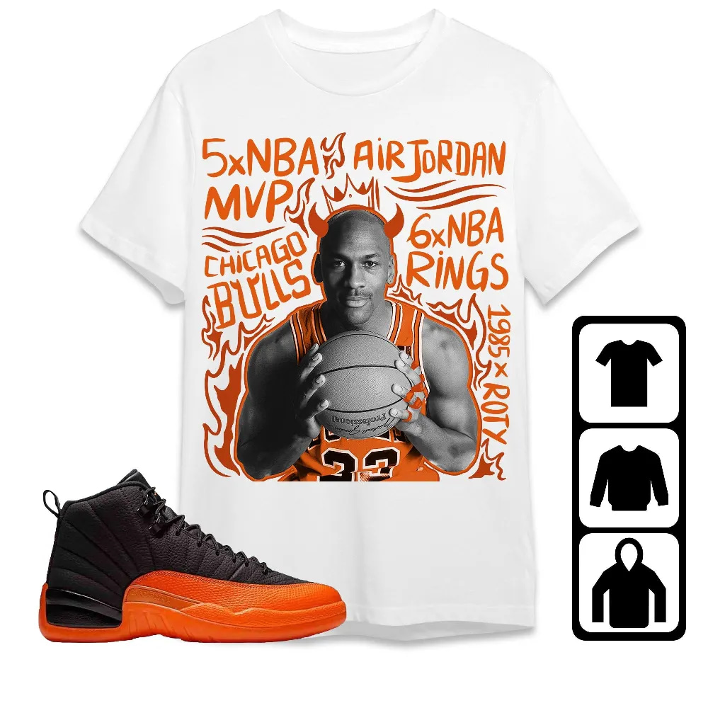Inktee Store - Jordan 12 Brilliant Orange Unisex T-Shirt - Mj 6X Rings - Sneaker Match Tees Image