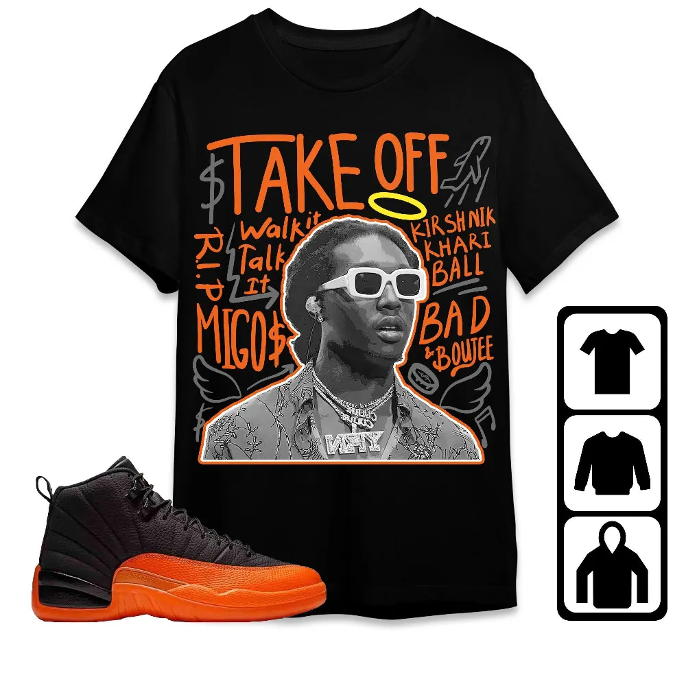 Inktee Store - Jordan 12 Brilliant Orange Unisex T-Shirt - Take Off - Sneaker Match Tees Image