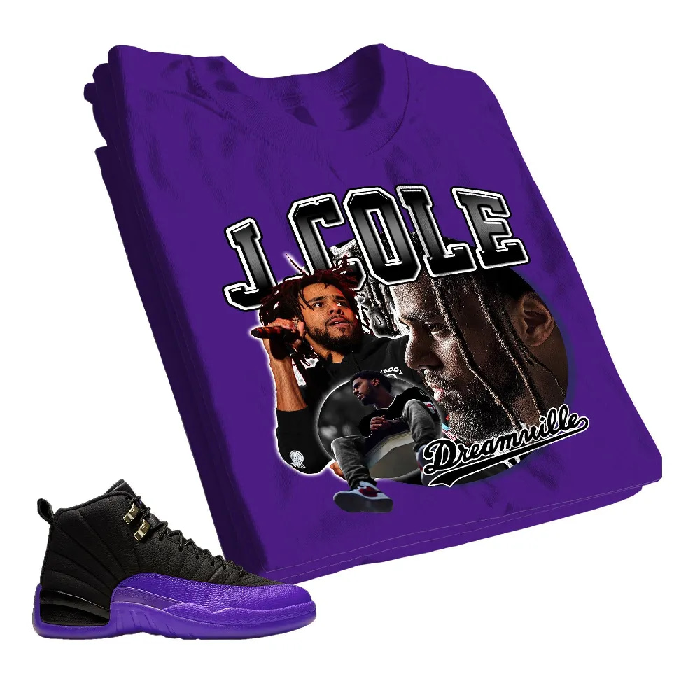 Inktee Store - Jordan 12 Field Purple Unisex Color T-Shirt - Cole Rapper - Sneaker Match Tees - Purple Shirt Image