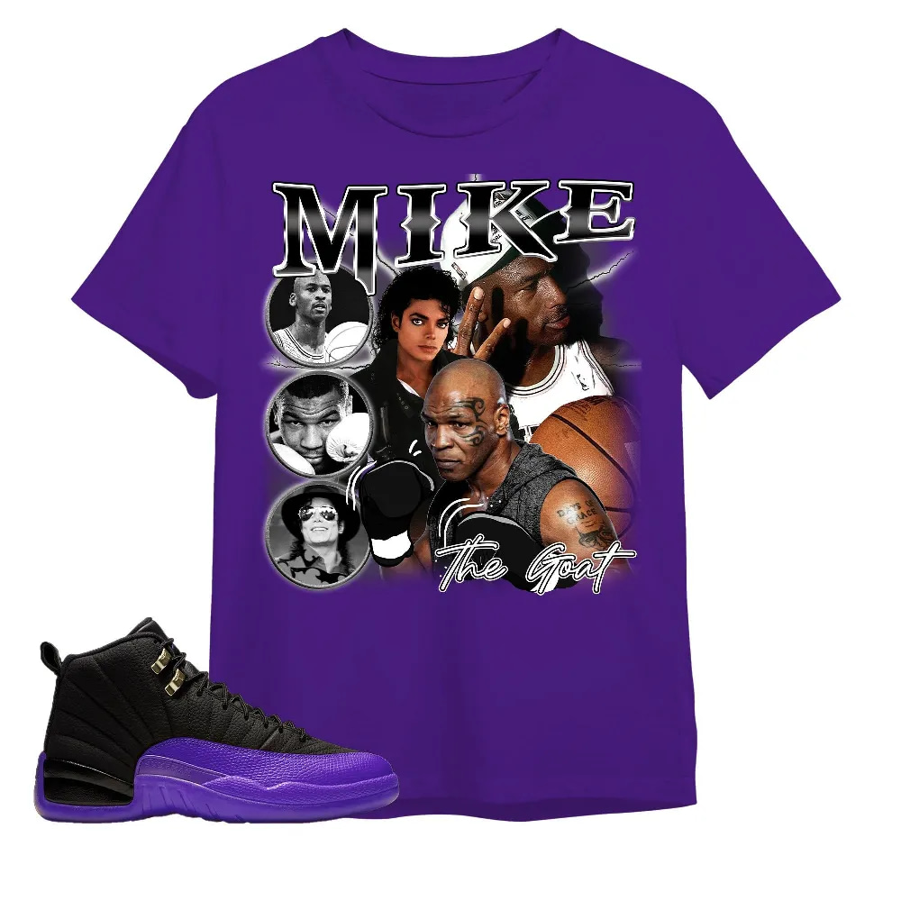 Inktee Store - Jordan 12 Field Purple Unisex Color T-Shirt - Mike The Goat - Sneaker Match Tees - Purple Shirt Image