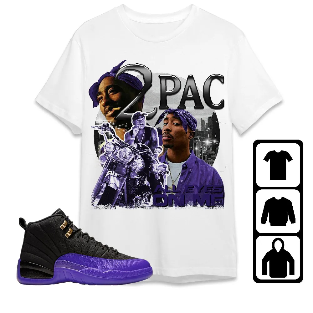 Inktee Store - Jordan 12 Field Purple Unisex T-Shirt - 90S Pac Shakur - Sneaker Match Tees Image