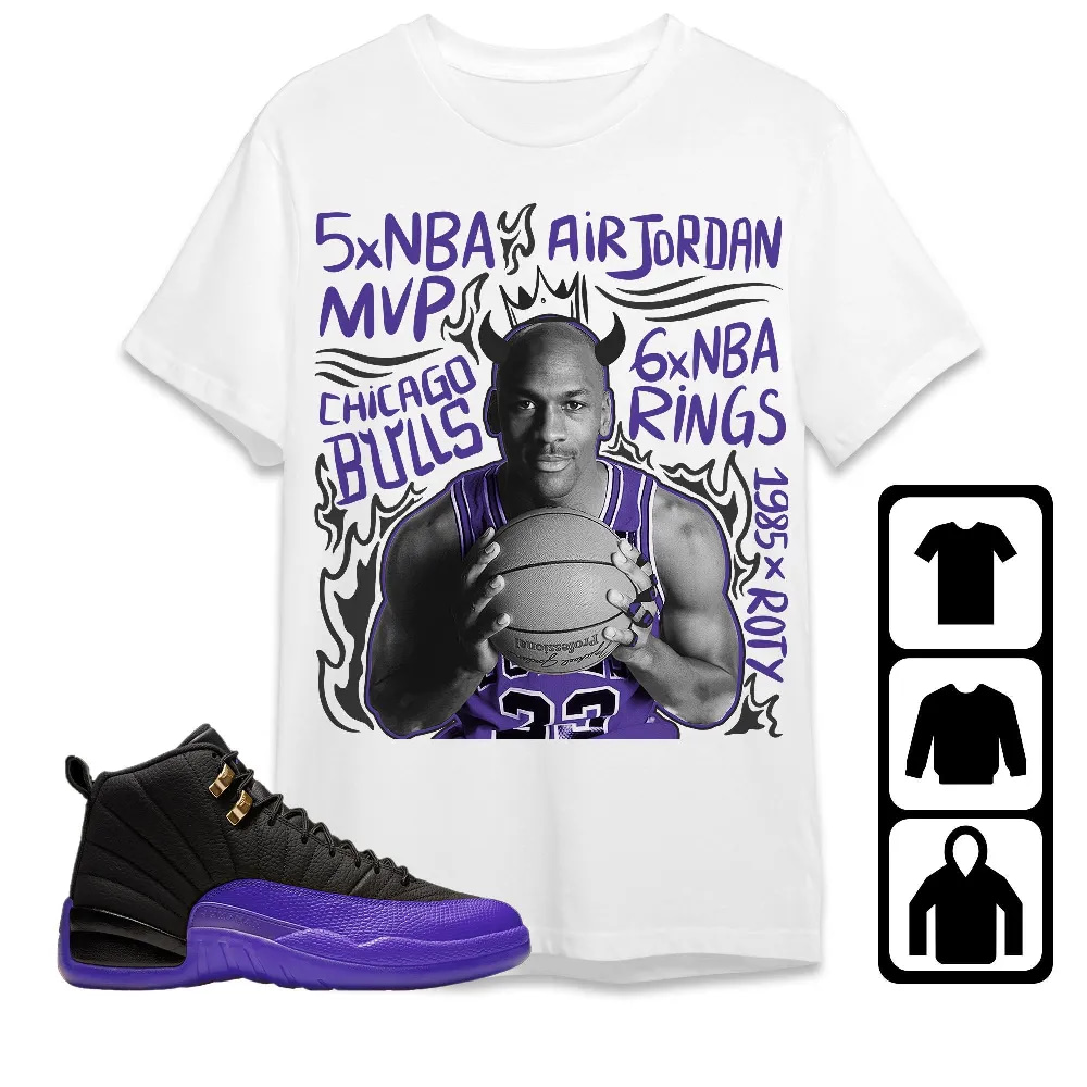 Inktee Store - Jordan 12 Field Purple Unisex T-Shirt - Mj 6X Rings - Sneaker Match Tees Image