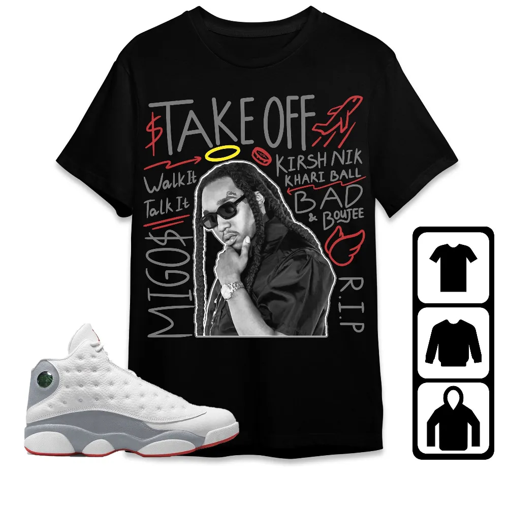 Inktee Store - Jordan 13 Wolf Grey Unisex T-Shirt - New Take Off - Sneaker Match Tees Image