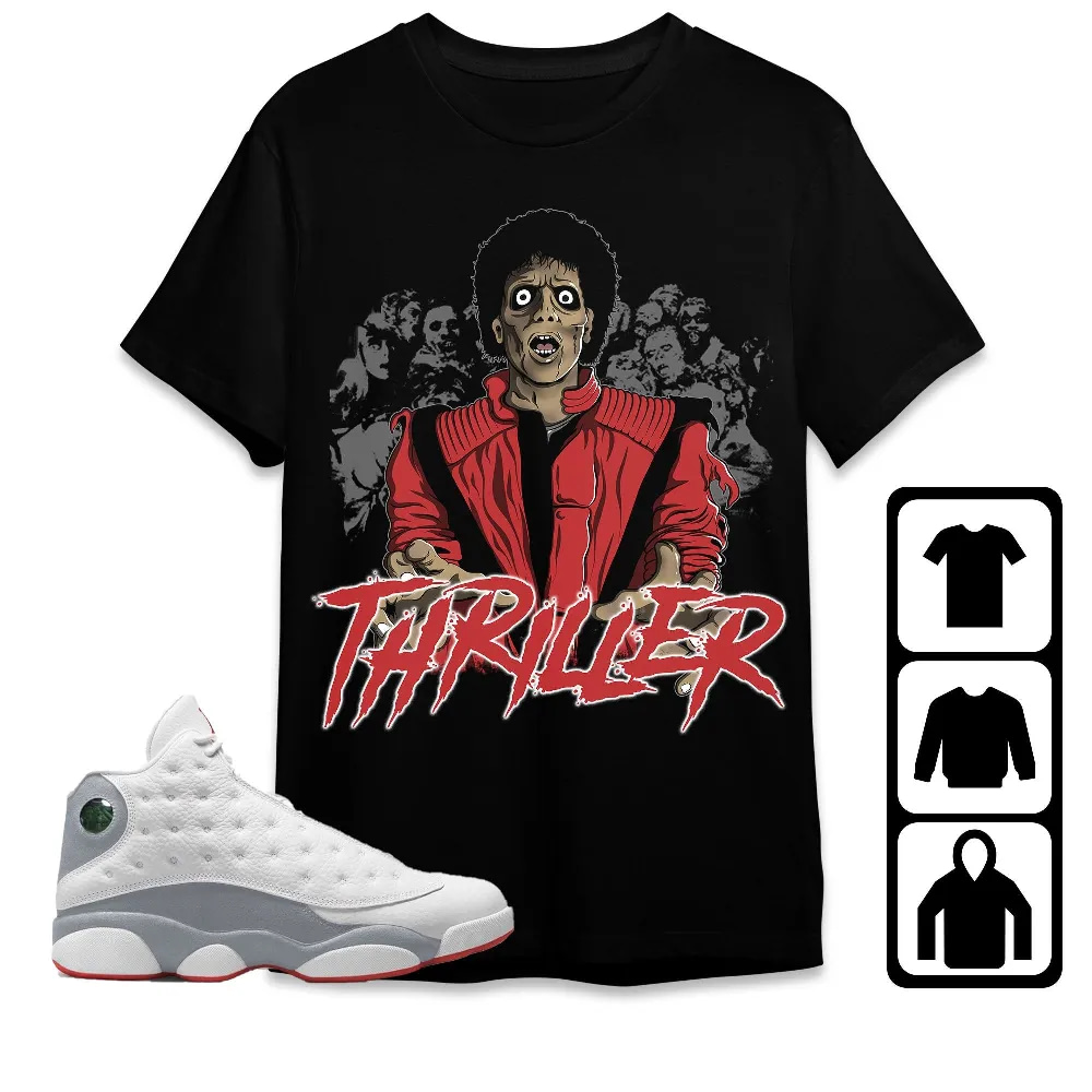 Inktee Store - Jordan 13 Wolf Grey Unisex T-Shirt - Thriller - Sneaker Match Tees Image