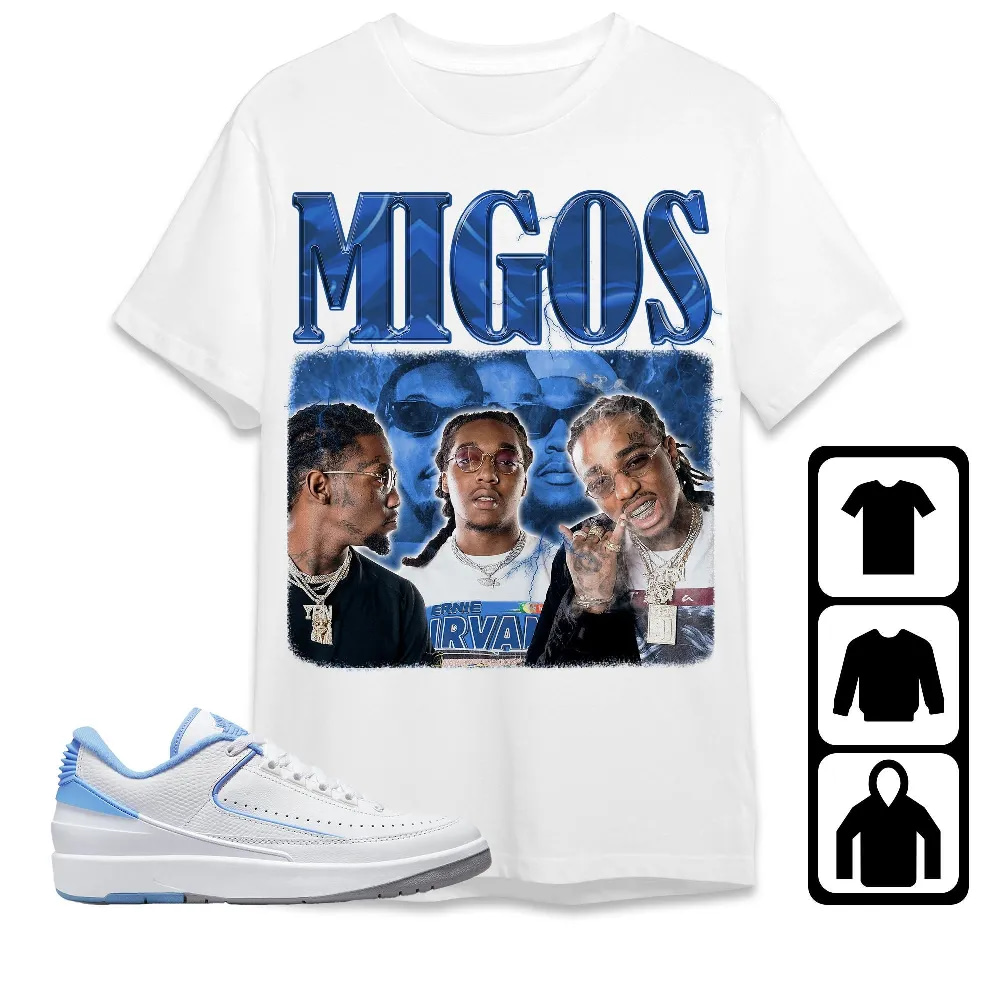 Inktee Store - Jordan 2 Low University Blue Unisex T-Shirt - Migos - Sneaker Match Tees Image