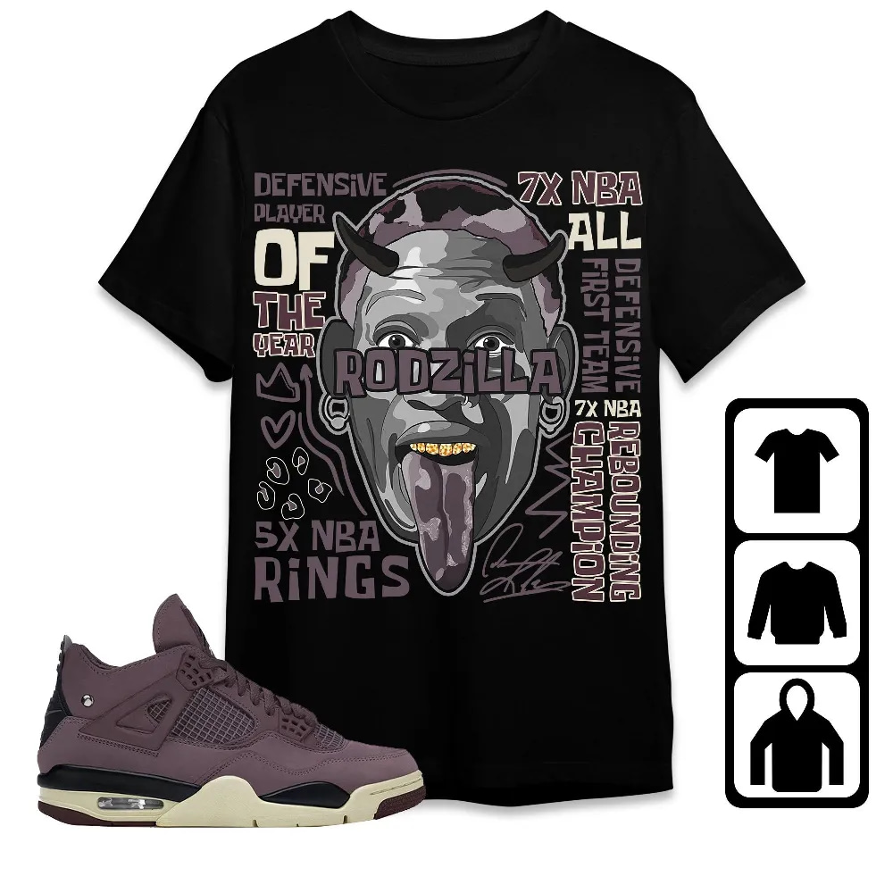 Inktee Store - Jordan 4 A Ma Maniere Violet Ore Unisex T-Shirt - Rodzilla - Sneaker Match Tees Image