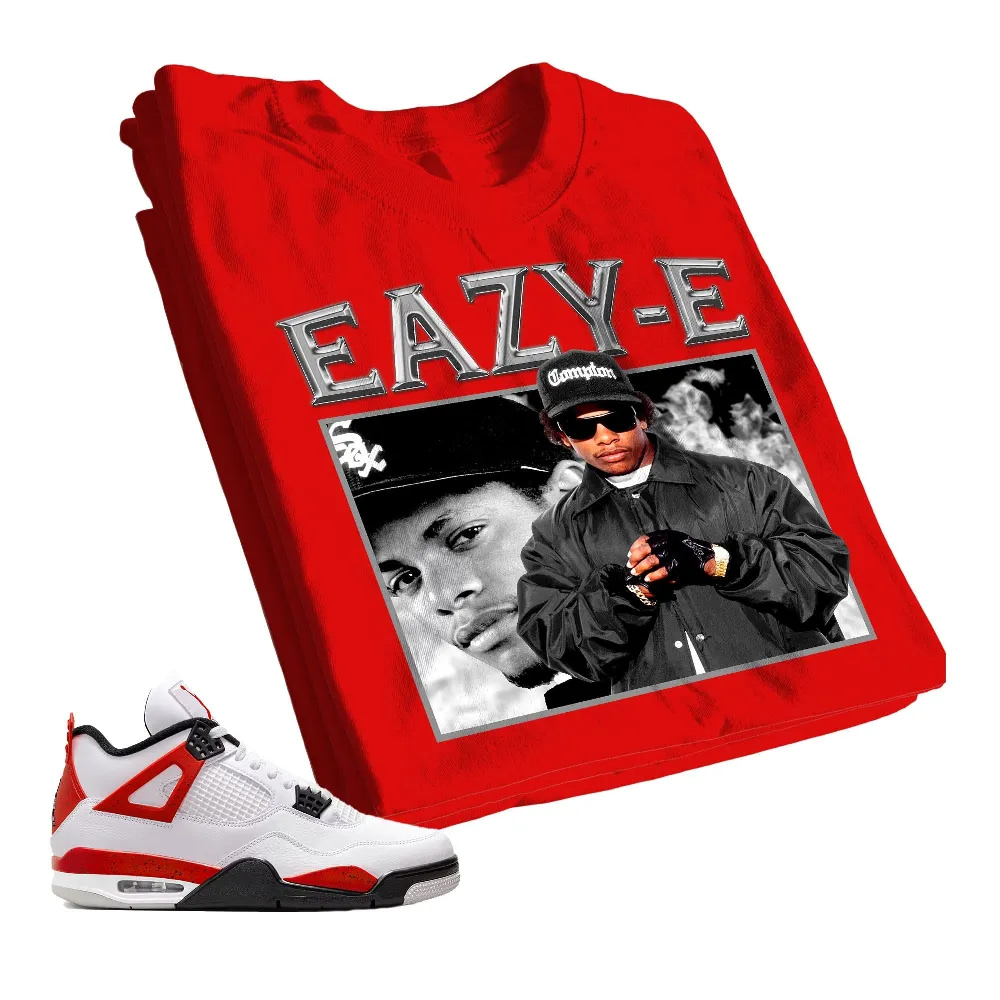 Inktee Store - Jordan 4 Red Cement Unisex Color T-Shirt - Eazy E - Sneaker Match Tees - Red Shirt Image