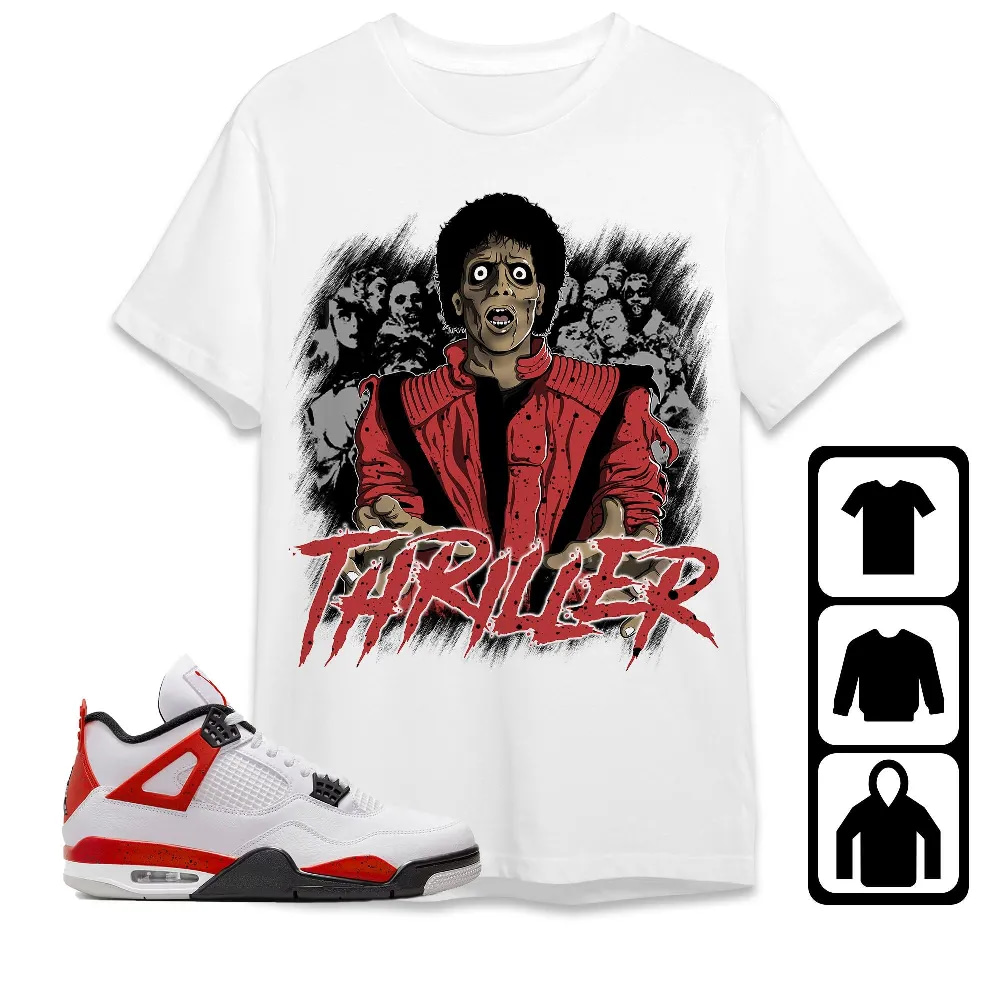 Inktee Store - Jordan 4 Red Cement Unisex T-Shirt - Thriller - Sneaker Match Tees Image