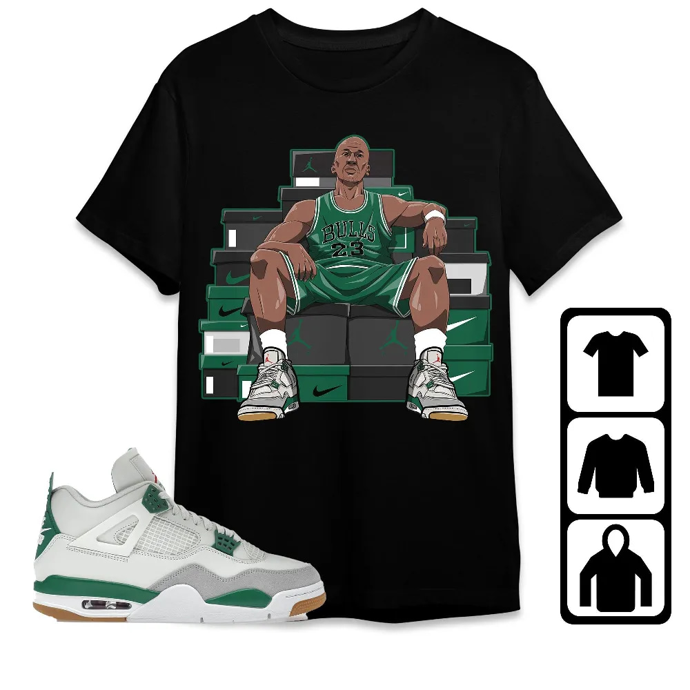 Inktee Store - Jordan 4 Sb Pine Green Unisex T-Shirt - Mj Sneaker - Sneaker Match Tees Image