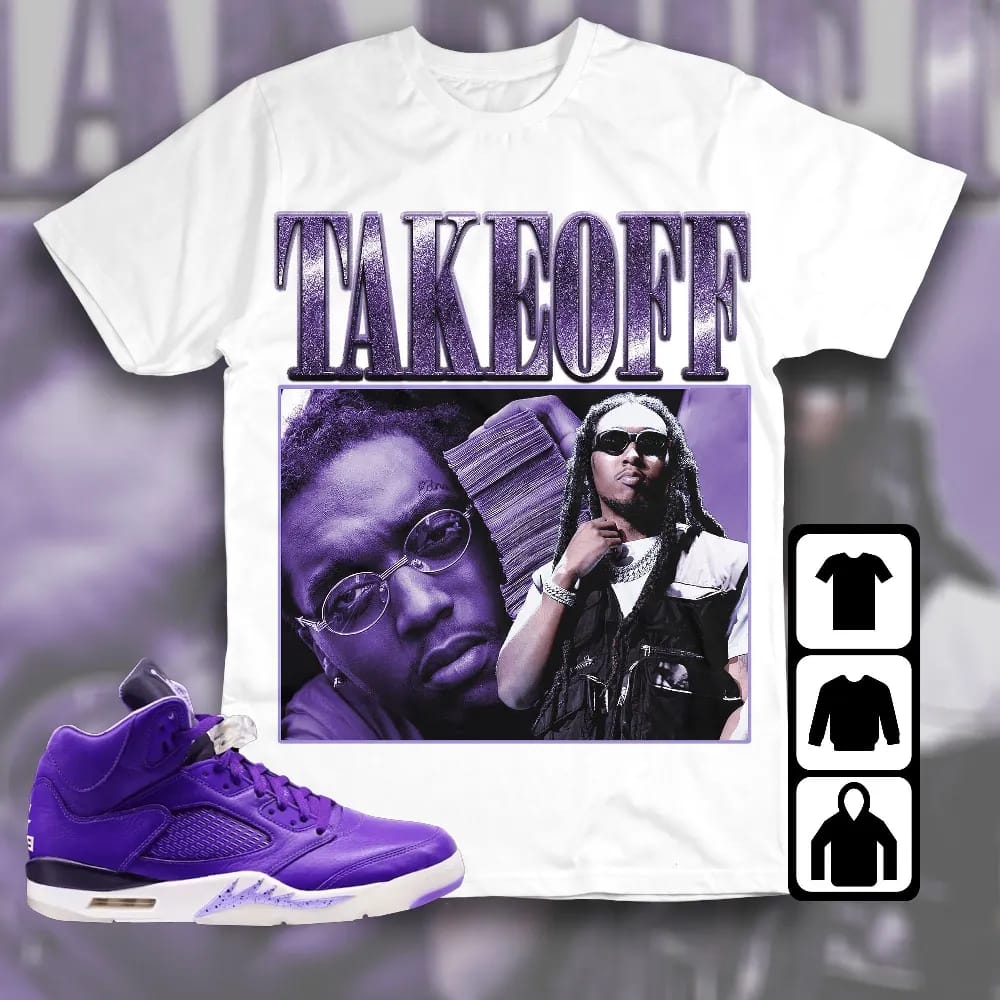 Jordan 5 Dj Khaled Court Purple Unisex T-shirt - Takeoff - Sneaker Match Tees