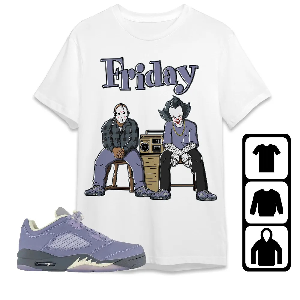 Inktee Store - Jordan 5 Low Indigo Haze Unisex T-Shirt - Horror Friday - Sneaker Match Tees Image