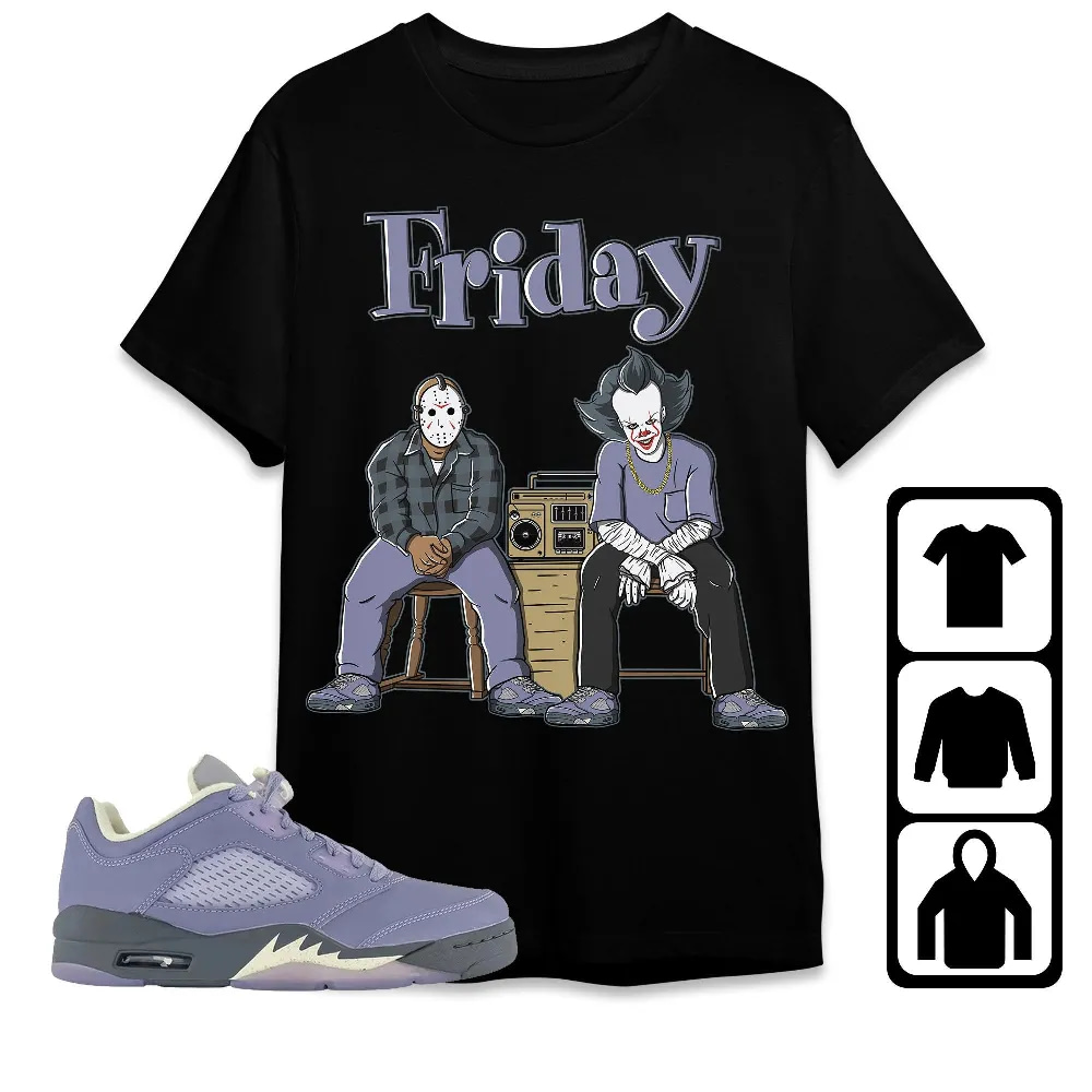 Inktee Store - Jordan 5 Low Indigo Haze Unisex T-Shirt - Horror Friday - Sneaker Match Tees Image