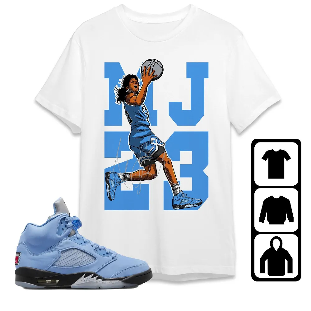 Inktee Store - Jordan 5 University Blue Unisex T-Shirt - Best Goat Mj - Sneaker Match Tees Image