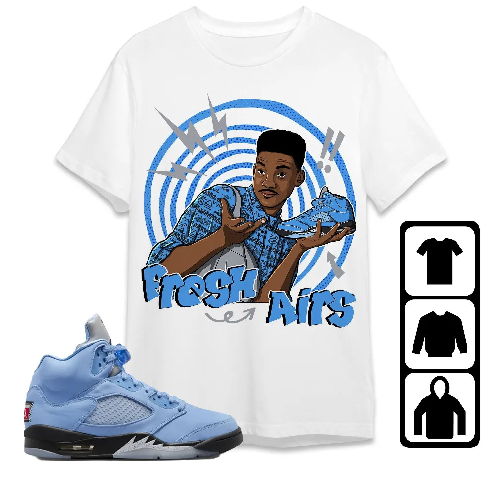 Inktee Store - Jordan 5 University Blue Unisex T-Shirt - Fresh Prince Sneaker - Sneaker Match Tees Image