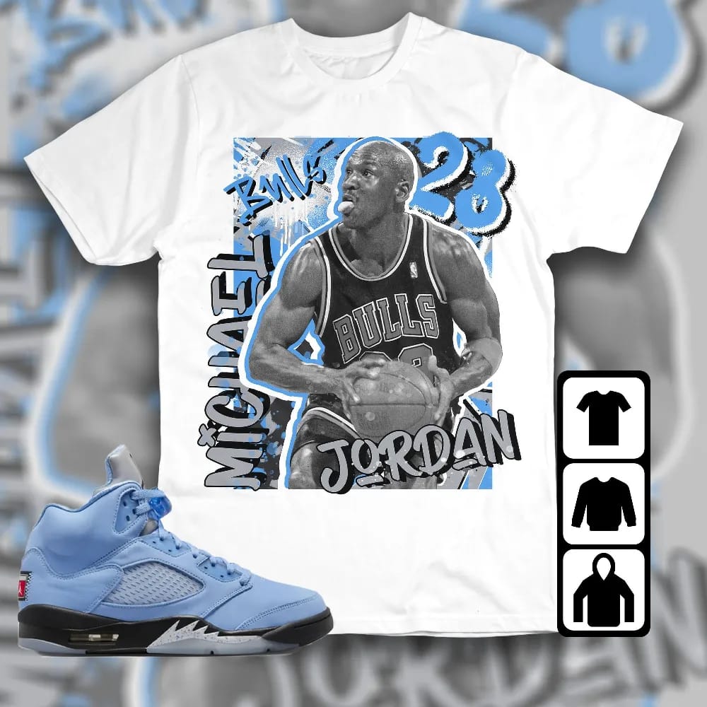 Inktee Store - Jordan 5 University Blue Unisex T-Shirt - Mj Graphic - Sneaker Match Tees Image