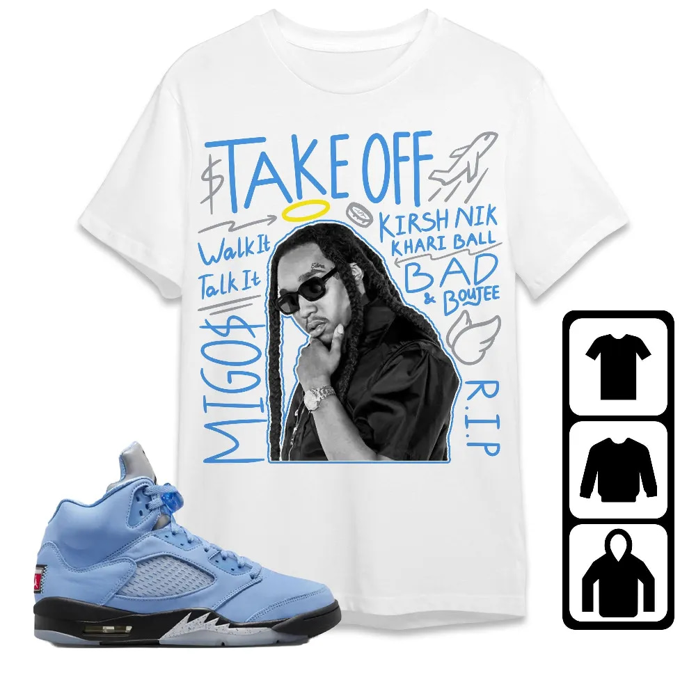 Inktee Store - Jordan 5 University Blue Unisex T-Shirt - New Take Off - Sneaker Match Tees Image